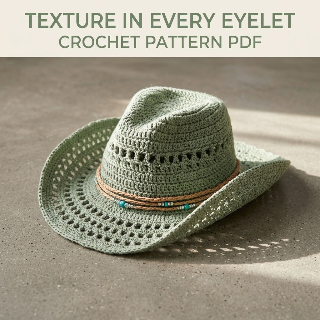 Sage Lace Summer Western Hat Crochet Pattern PDF – Sage Lace Cowboy Hat