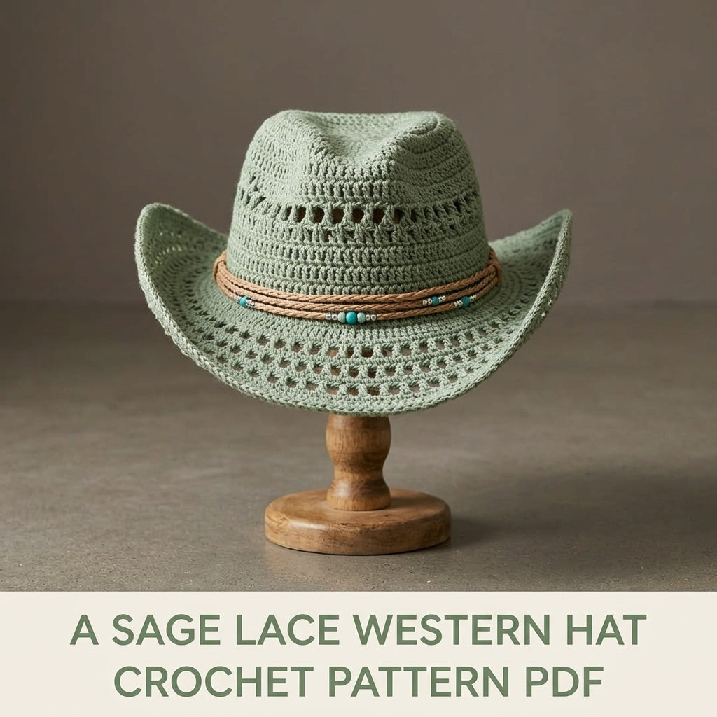 Sage Lace Summer Western Hat Crochet Pattern PDF – Sage Lace Cowboy Hat