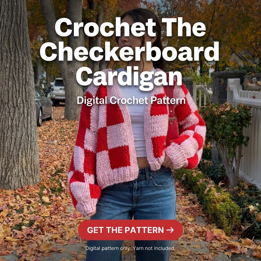 Chunky Checkerboard Cardigan KNITTING Pattern | Oversized Hand Knit Check Cardigan | Super Bulky Weekend Project | Sizes XS–[XX] | PDF Instant Download