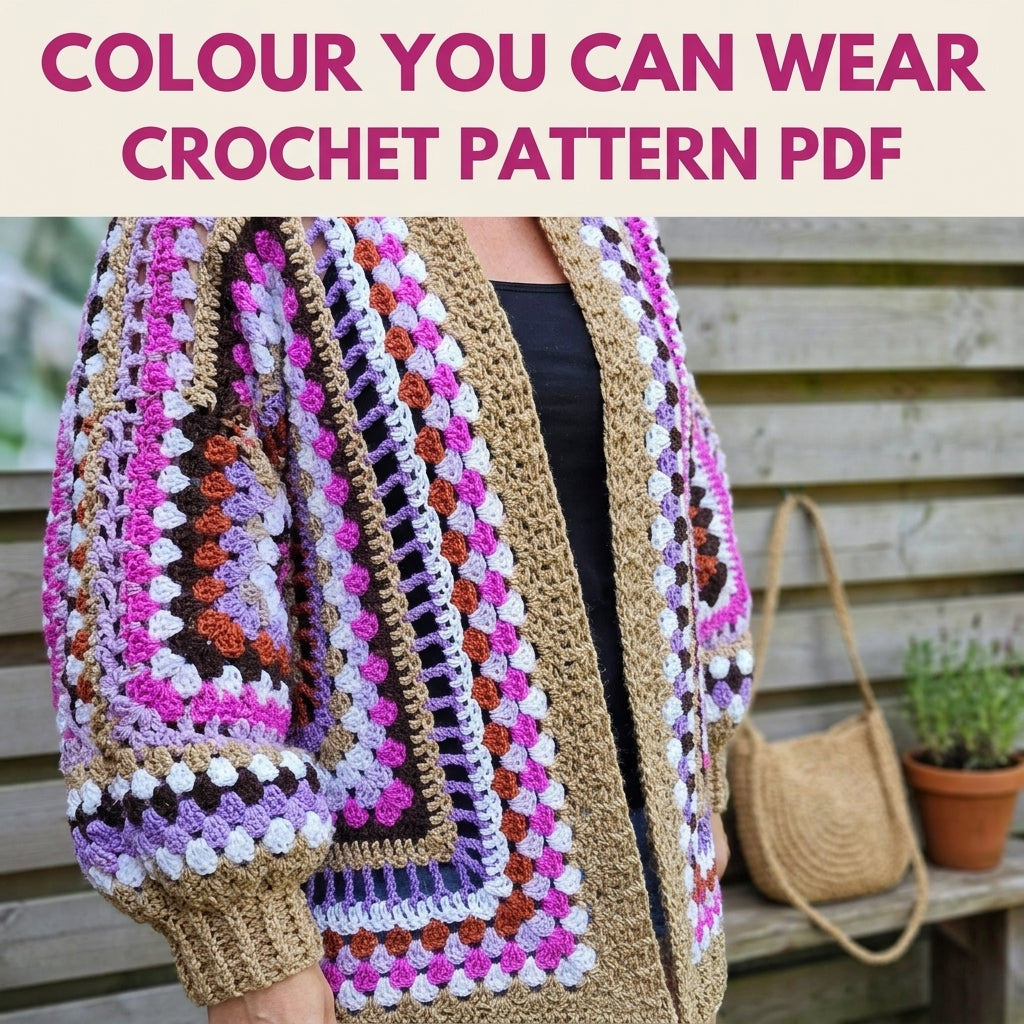 Hexagon Stripe Granny Cardigan Crochet Pattern PDF – Easy Hexagon Cardigan