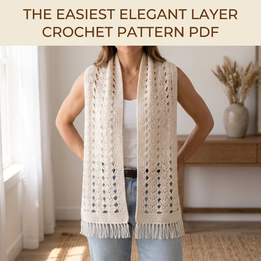 Lace Stole Wrap Crochet Pattern PDF – Long Diamond Lace Scarf Shawl with Fringe