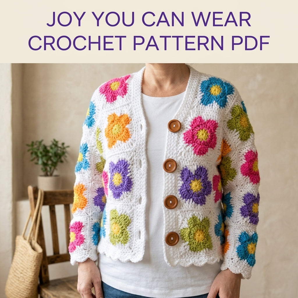 Flower Granny Square Cardigan Crochet Pattern PDF – Women's Granny Square Sweater