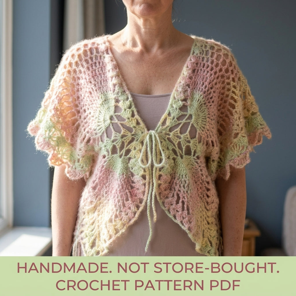 Butterfly Wing Shrug Crochet Pattern PDF – Pineapple Lace Shrug