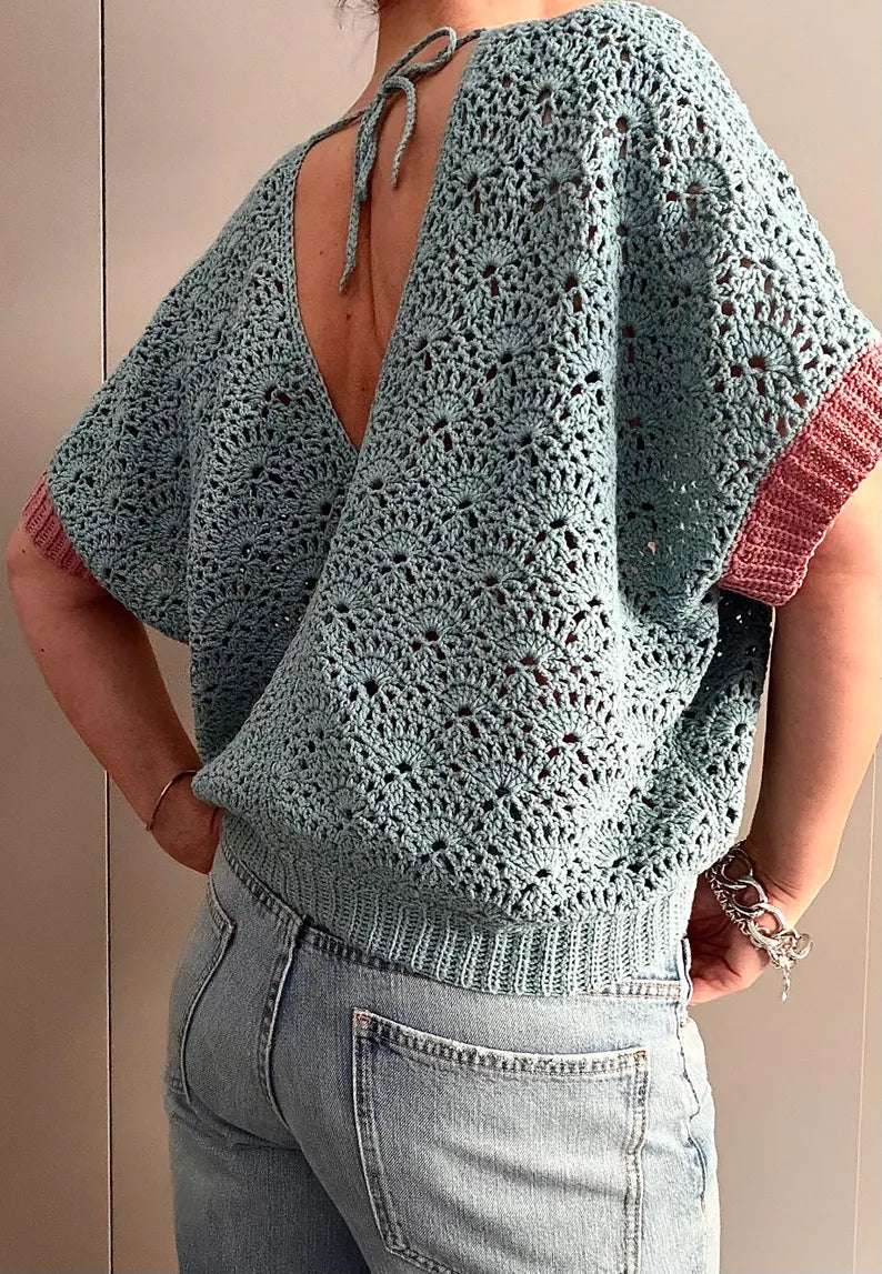 CROCHET PATTERN: Shelly Top | Granny Square Pullover & Cardigan | Easy Women's Crochet Tutorial