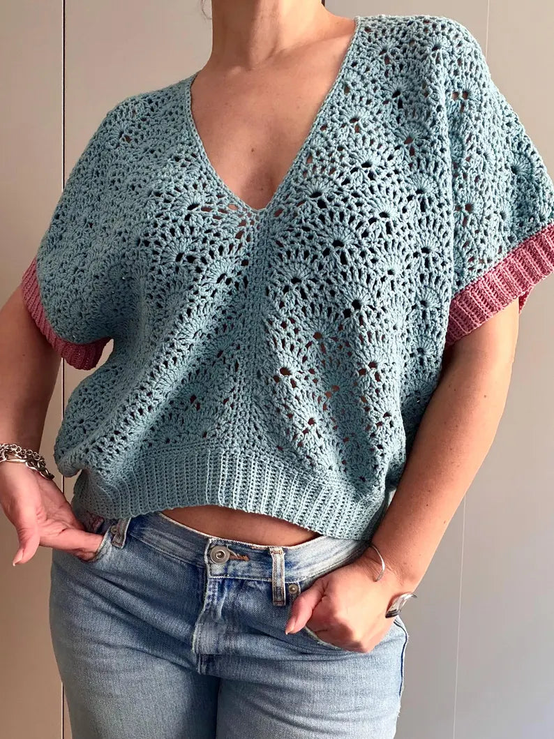 CROCHET PATTERN: Shelly Top | Granny Square Pullover & Cardigan | Easy Women's Crochet Tutorial
