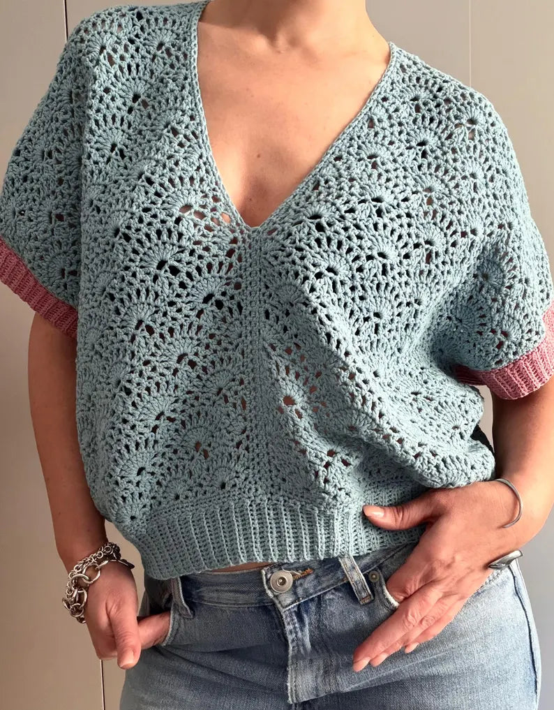 CROCHET PATTERN: Shelly Top | Granny Square Pullover & Cardigan | Easy Women's Crochet Tutorial