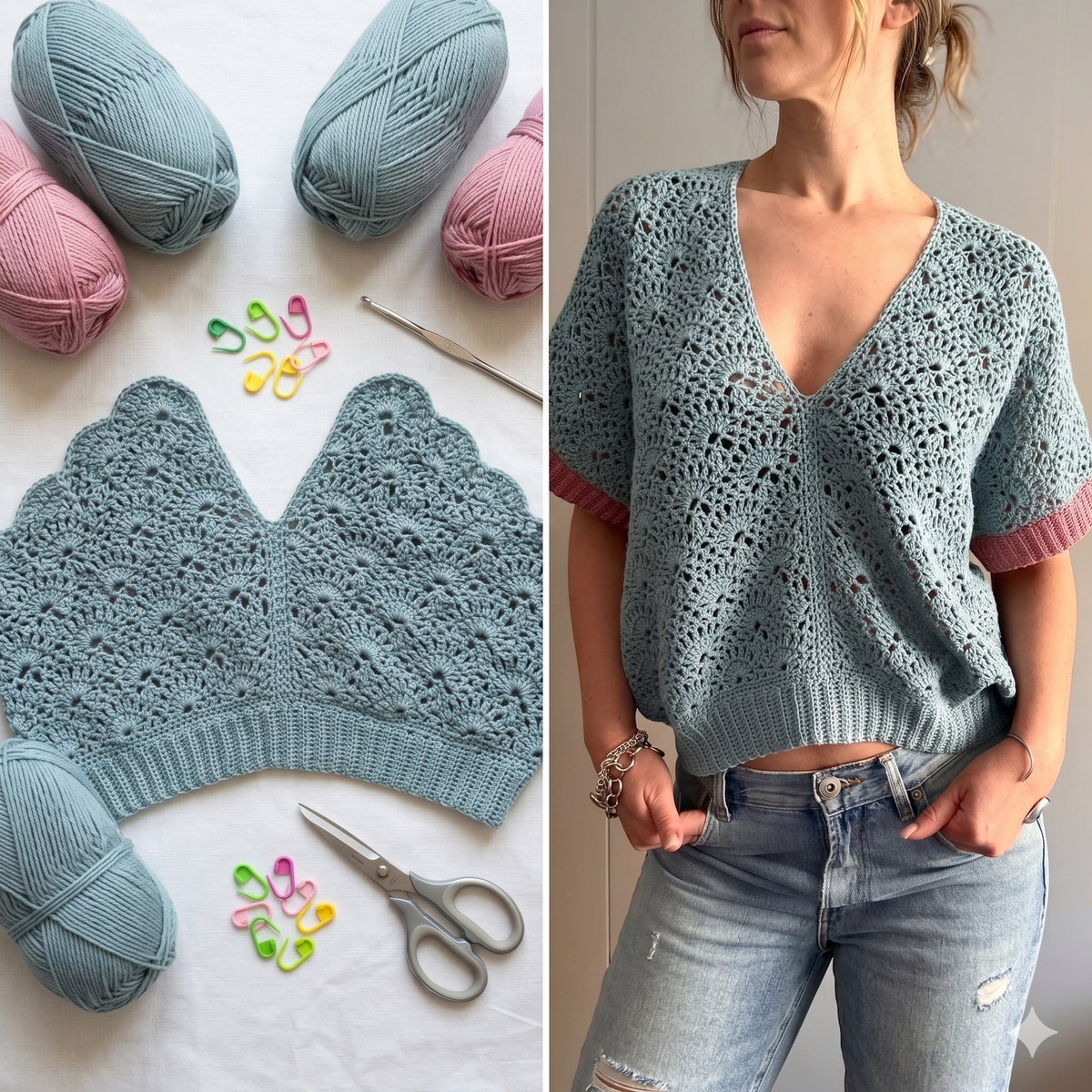 CROCHET PATTERN: Shelly Top | Granny Square Pullover & Cardigan | Easy Women's Crochet Tutorial