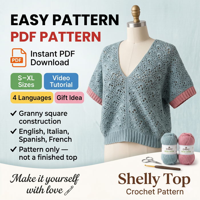 CROCHET PATTERN: Shelly Top | Granny Square Pullover & Cardigan | Easy