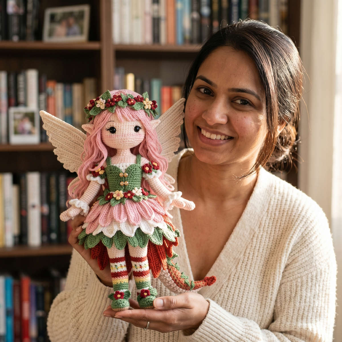 Woodland Fairy Dragon Doll Crochet Pattern PDF, Amigurumi Fantasy Doll Pattern, Flower Fairy Toy, Handmade Crochet Doll Tutorial