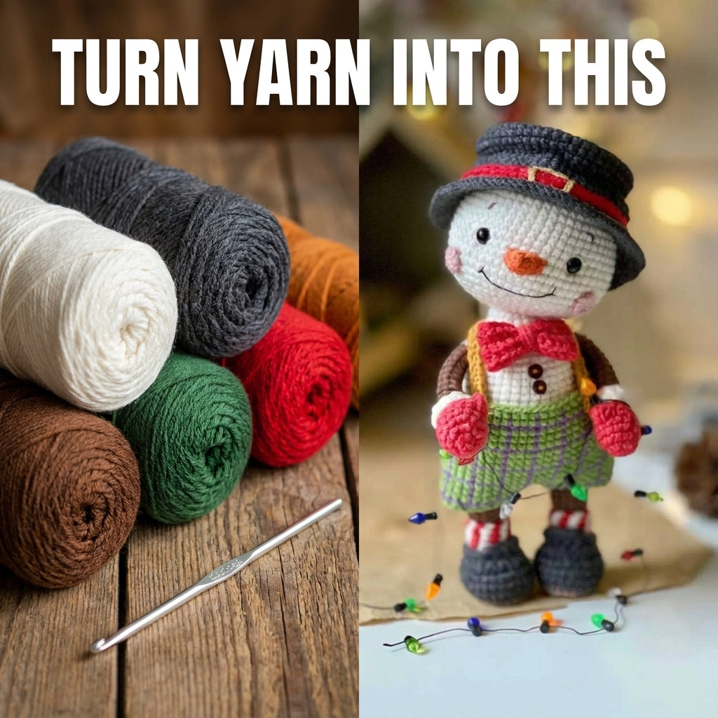 Snowman Amigurumi Crochet Pattern — Dressed Christmas Doll with Removable Hat, US Terms, PDF Download