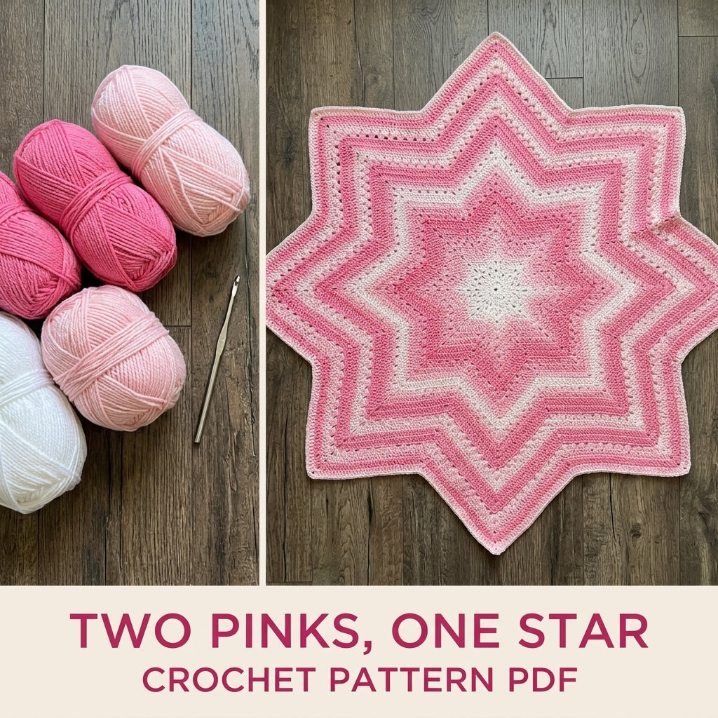 Pink Star Baby Blanket Crochet Pattern PDF – Eight Point Star Afghan