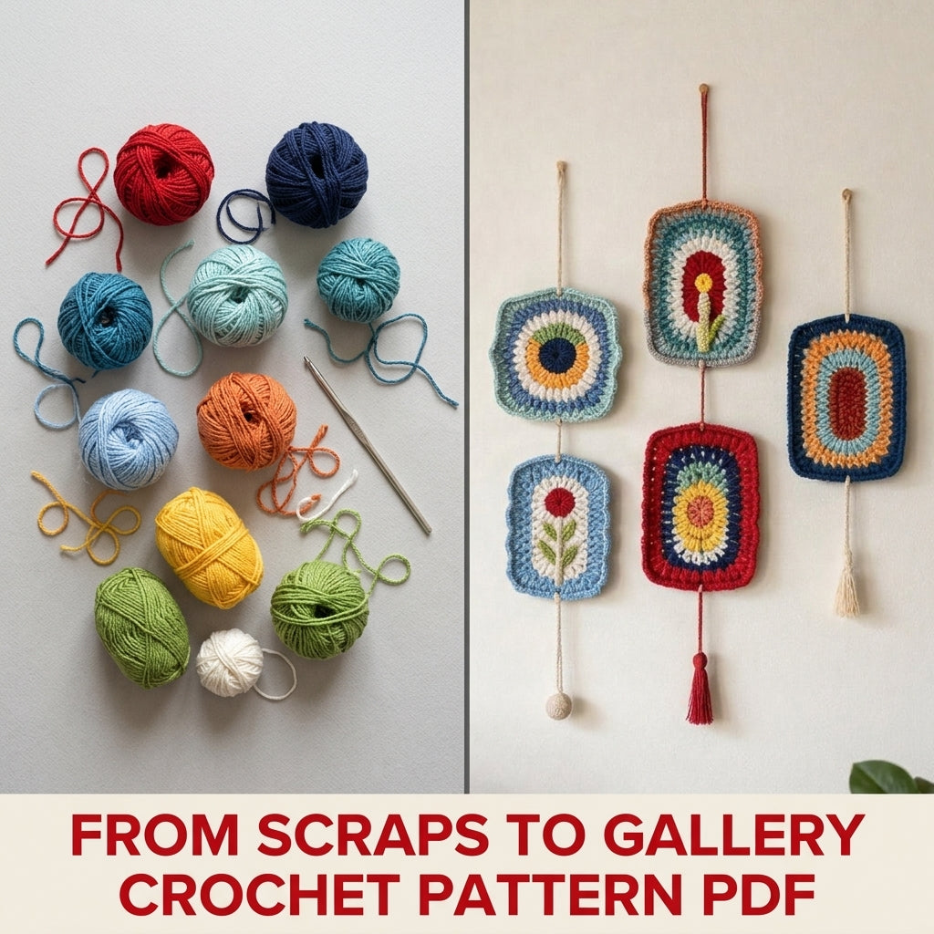 Folk Colour Panel Wall Hangings Crochet Pattern PDF – Scrap Yarn Wall Gallery