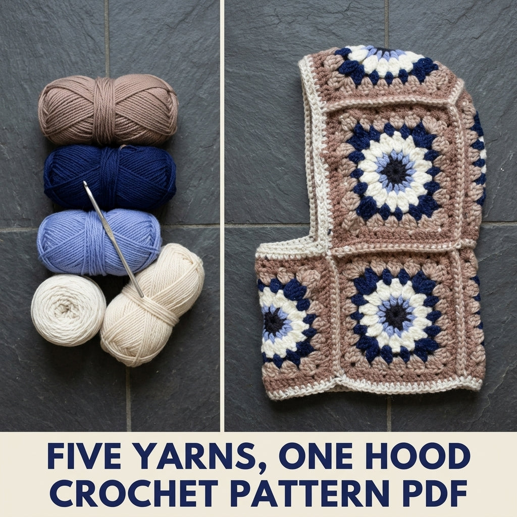Granny Square Hood Crochet Pattern PDF – Chunky Balaclava Hood