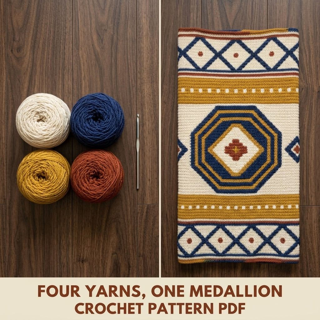 Medallion Tapestry Crochet Pattern PDF – Geometric Crochet Wall Decor