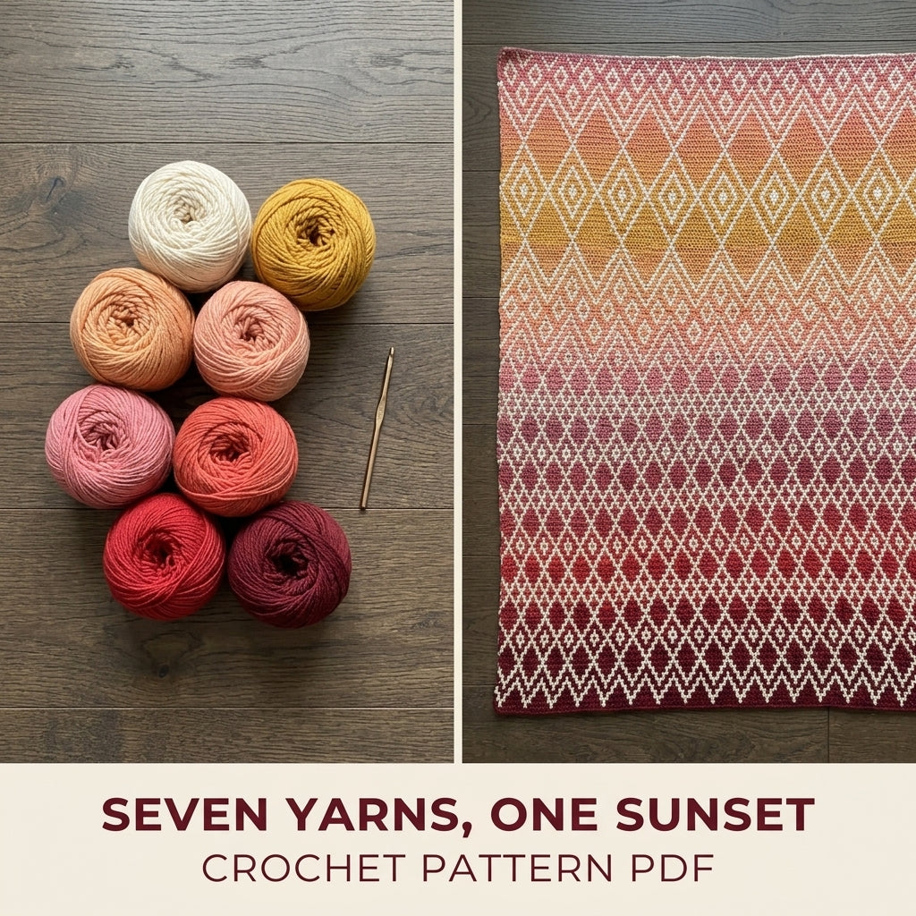 Sunset Mosaic Diamond Throw Crochet Pattern PDF – Gradient Mosaic Blanket