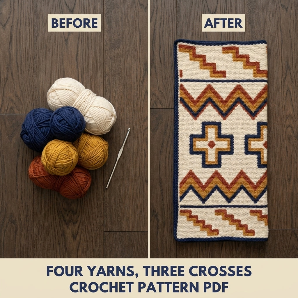 Cross and Zigzag Tapestry Crochet Pattern PDF – Geometric Crochet Wall Decor