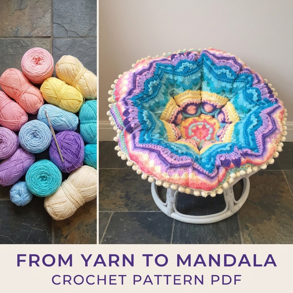 Mandala Papasan Cushion Crochet Pattern PDF – Round Chair Cover