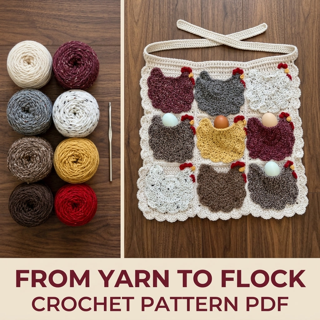 Hen Pocket Egg Apron Crochet Pattern PDF – Chicken Egg Gathering Apron