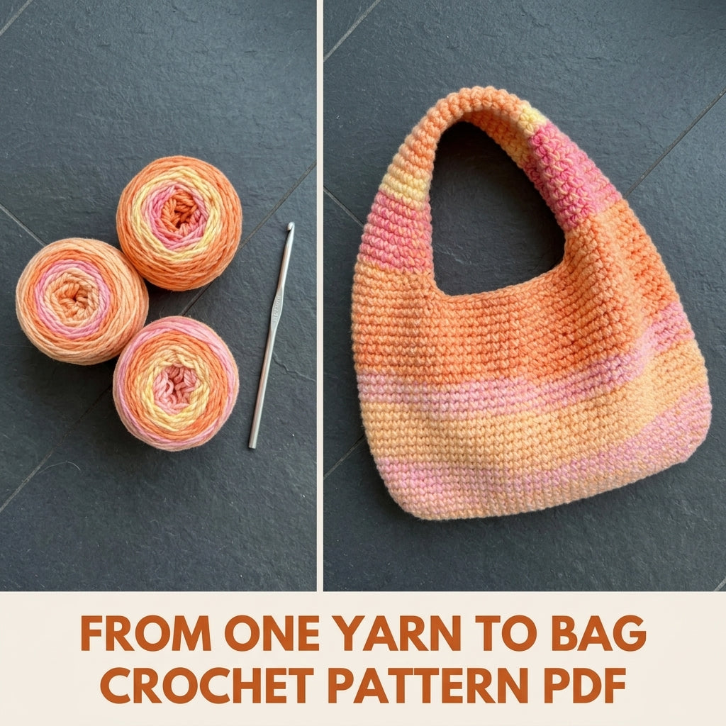 Sunset Slouch Bag Crochet Pattern PDF – Easy Single Crochet Shoulder Bag