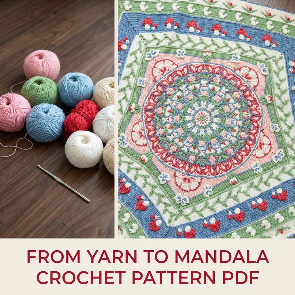 Strawberry Garden Overlay Mandala Blanket Crochet Pattern PDF – Strawberry and Flower Borders