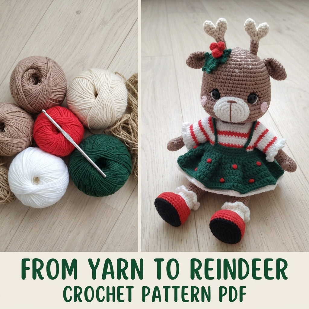 Reindeer Girl Amigurumi Doll Crochet Pattern PDF – Christmas Toy