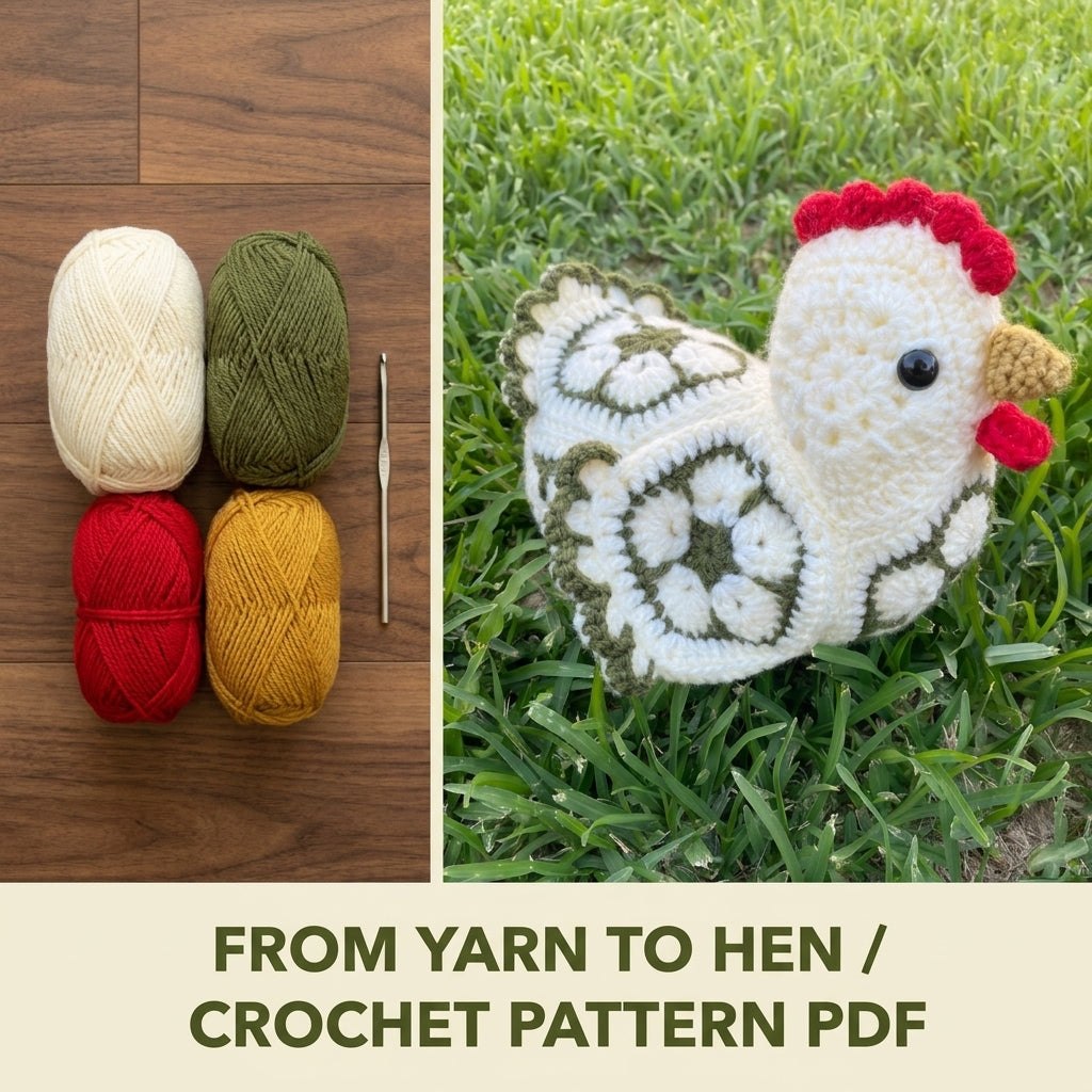 African Flower Hen Crochet Pattern PDF – Hexagon Amigurumi Chicken