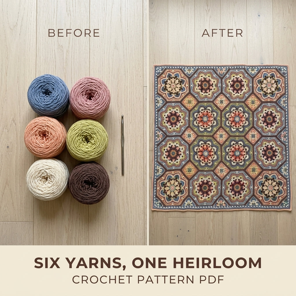Octagon Mandala Tile Blanket Crochet Pattern PDF – Mandala Motif Afghan