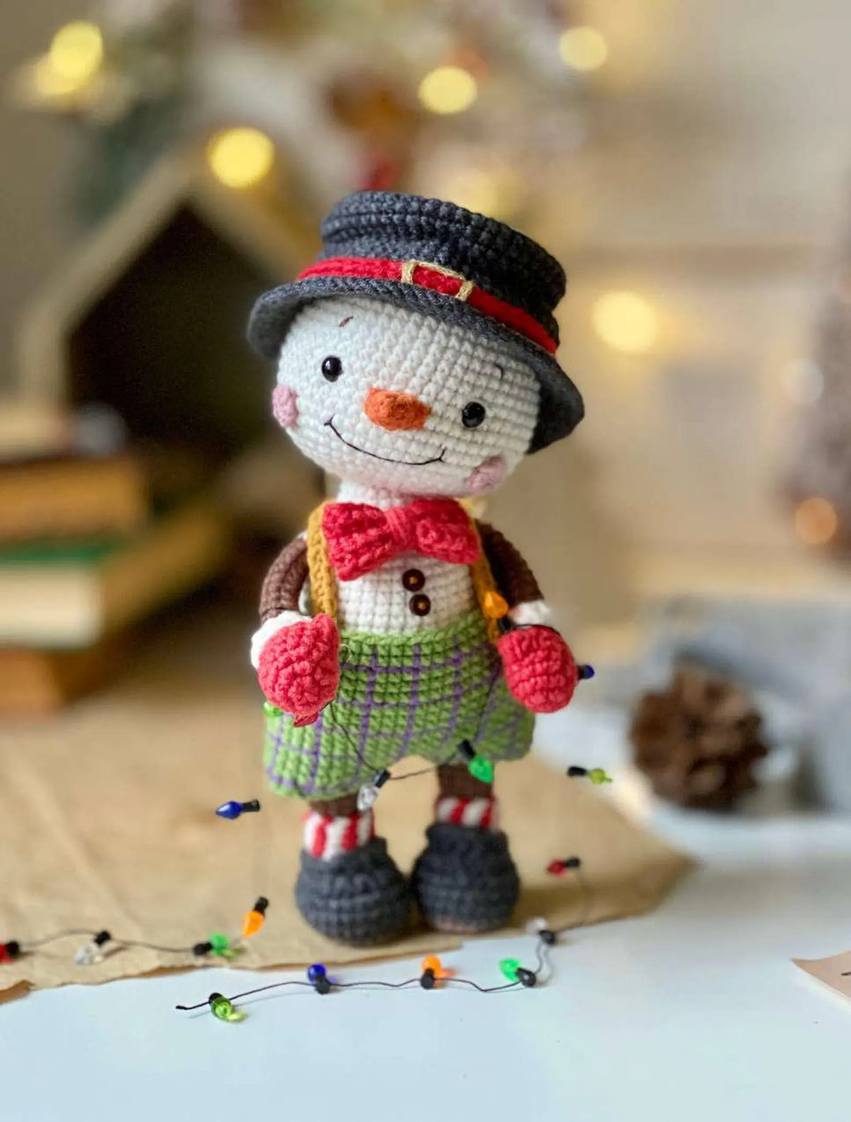 Snowman Amigurumi Crochet Pattern — Dressed Christmas Doll with Removable Hat, US Terms, PDF Download