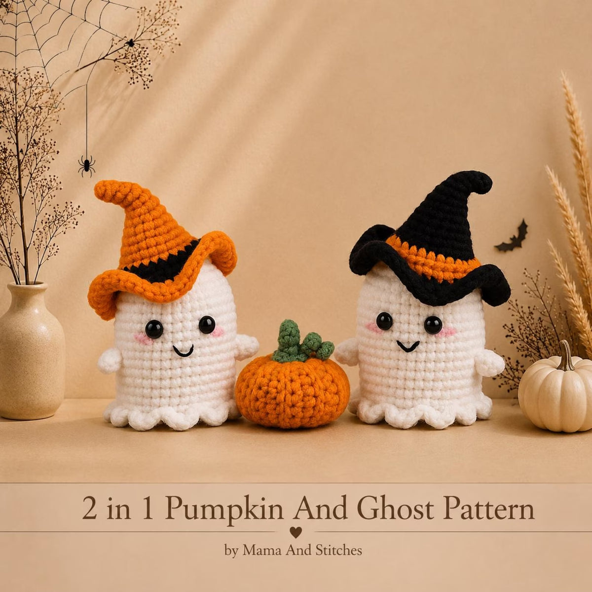 Halloween Amigurumi Crochet Pattern — Ghost and Pumpkin Duo, 2 Patterns in 1, Beginner Friendly, US Terms, PDF Download