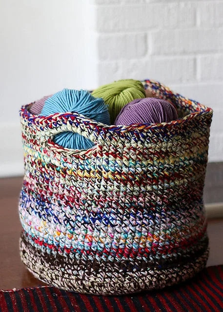 Scrap-Happy Yarn Basket Crochet Pattern