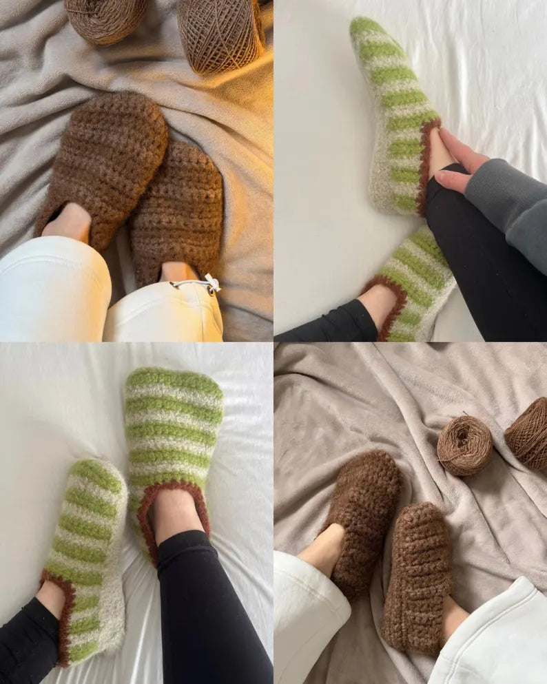 Crochet SoftFelt Slippers Pattern - Christmas Gift Ideas - Valentines Day - Cozy Wool Home Shoes