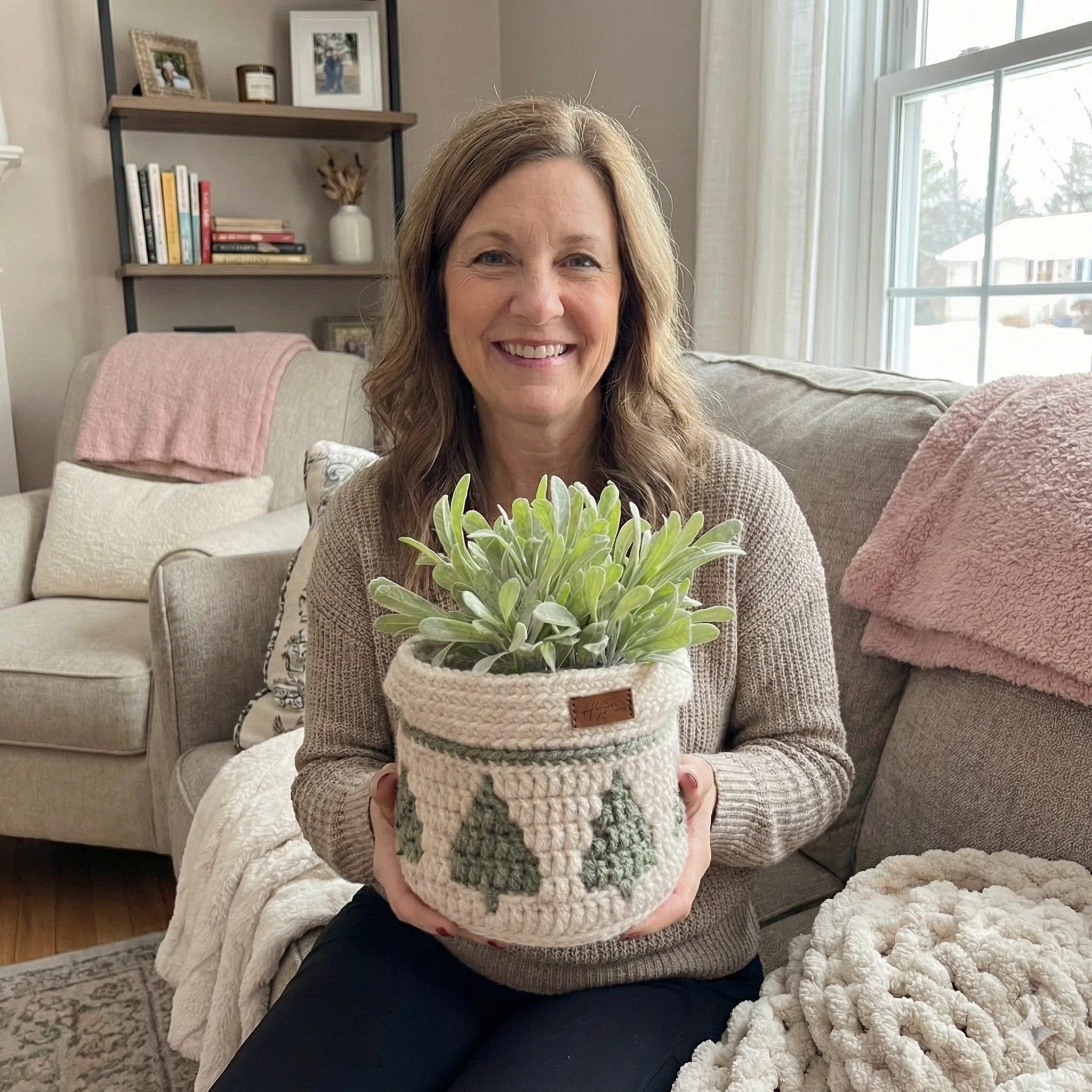 CROCHET PATTERN + VIDEO - Twinkling Trees Mosaic Crochet Baskets — 3 Nesting Sizes storage, gift, plantholder, Charts Included in Pdf